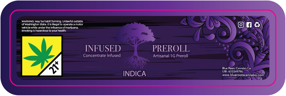 Blue Roots Infused Joint Tube Labels