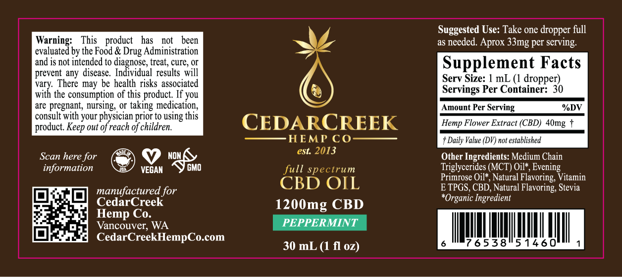 Cedar Creek Cannabis CBD Hemp Oil