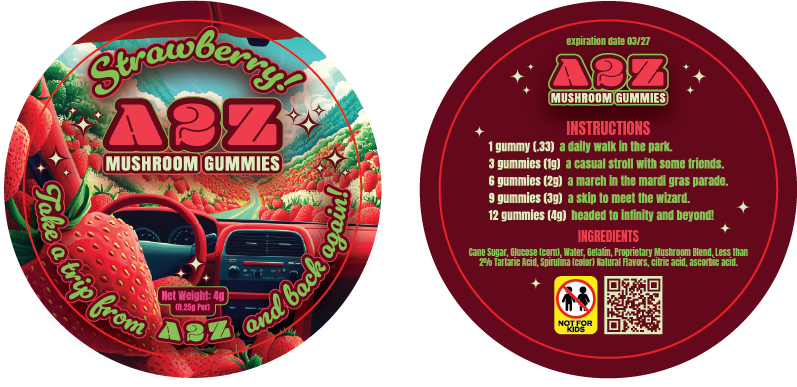 AZ - A2Z Shrooms Labels (Front and Back set)