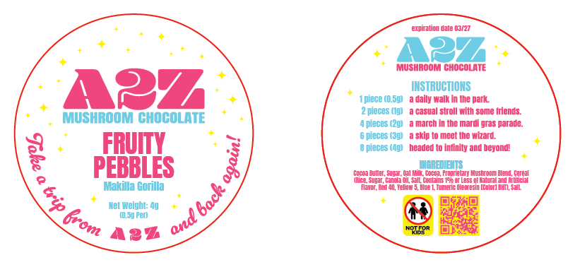 AZ - Chocolate Bar Round Labels (Front and Back Set)
