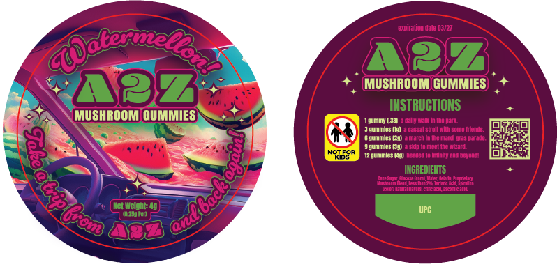 A2Z Shrooms Labels (Front and Back set)