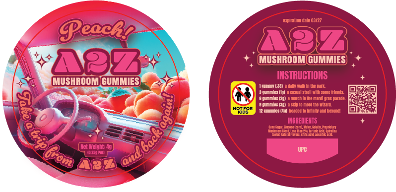 A2Z Shrooms Labels (Front and Back set)