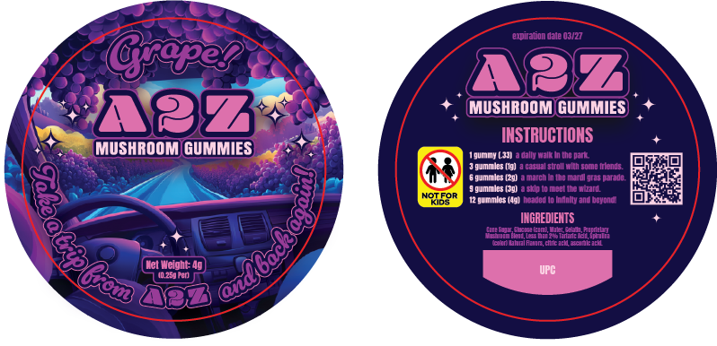 A2Z Shrooms Labels (Front and Back set)