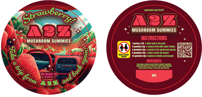 A2Z Shrooms Labels (Front and Back set)