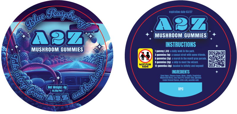 A2Z Shrooms Labels (Front and Back set)