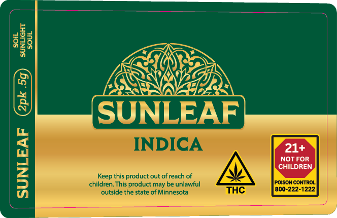 MN - Sunleaf 2 Pack 0.5g Preroll Labels
