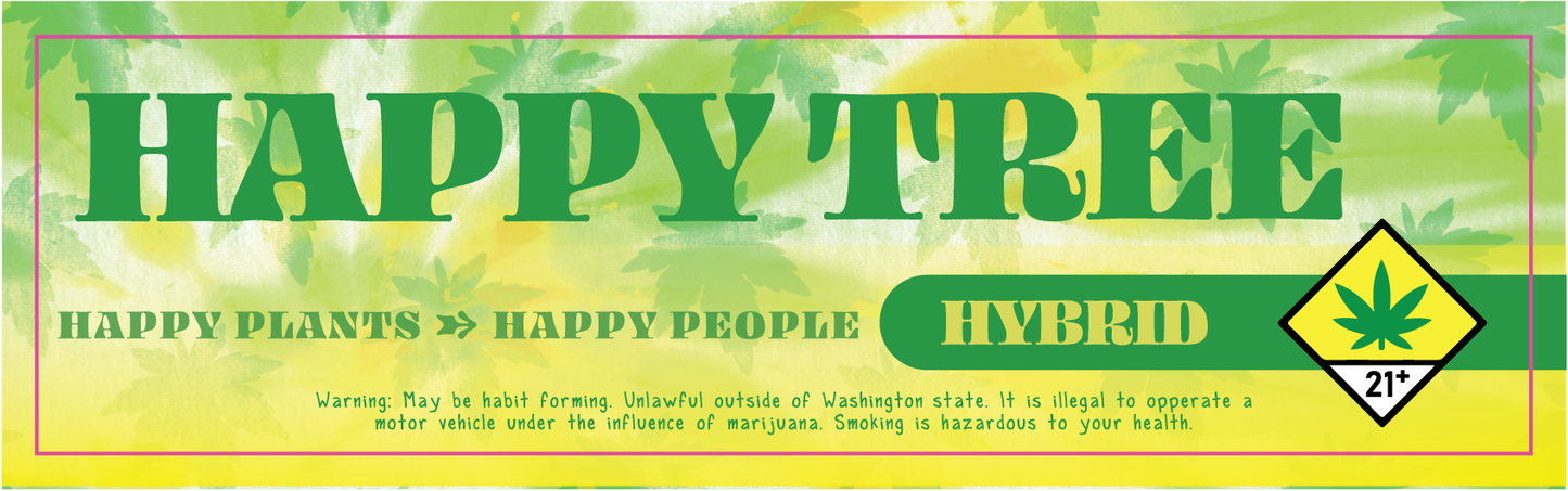 Happy Tree Bag Label 5.375x1.5