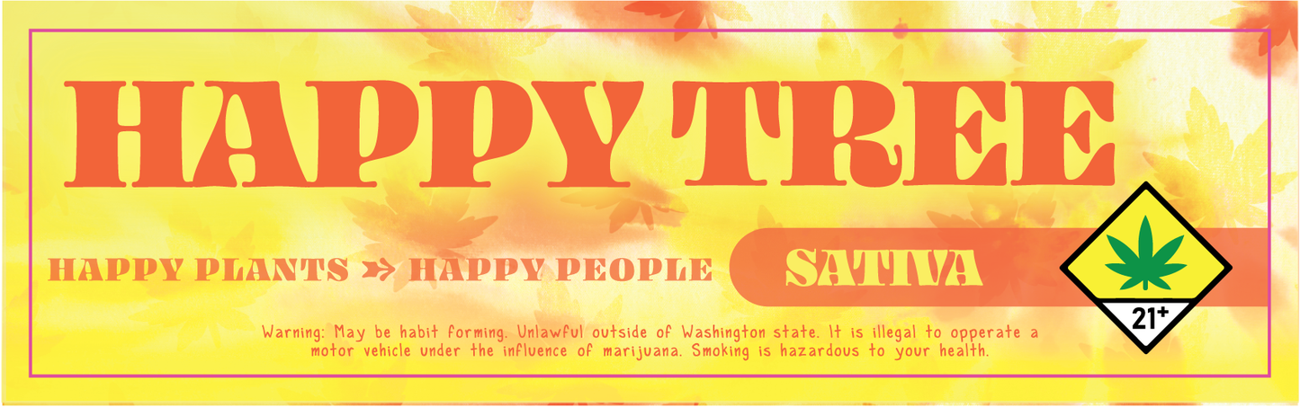 Happy Tree Bag Label 5.375x1.5