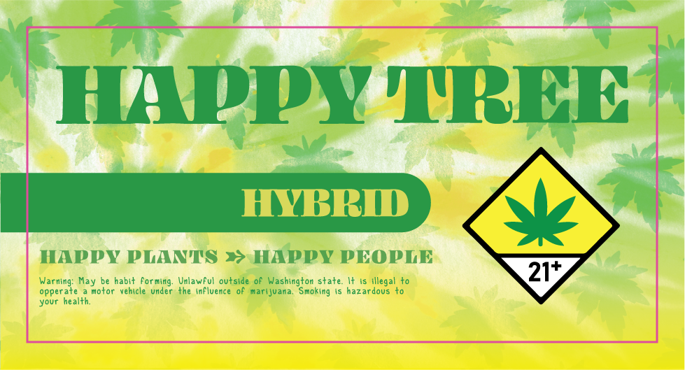Happy Tree Bag Label 3x1.5