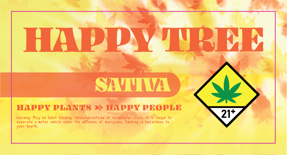 Happy Tree Bag Label 3x1.5