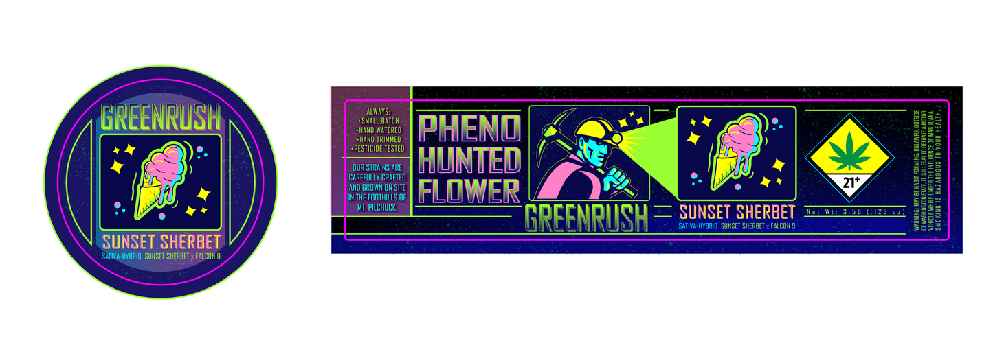 Green Rush Jar & Lid Label 3.5G
