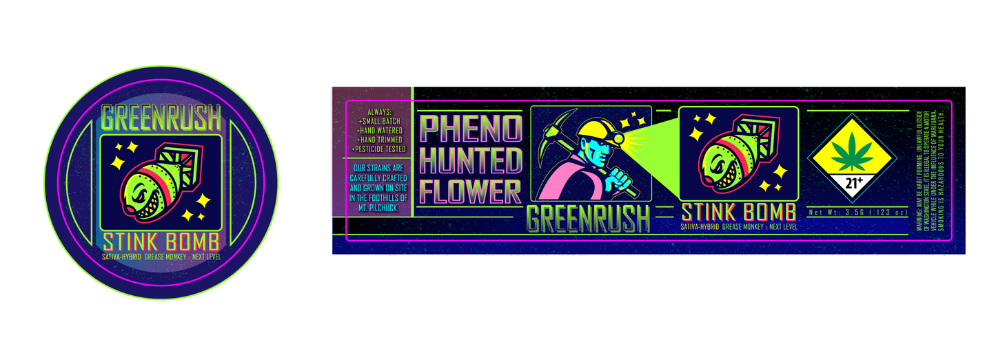 Green Rush Jar & Lid Label 3.5G