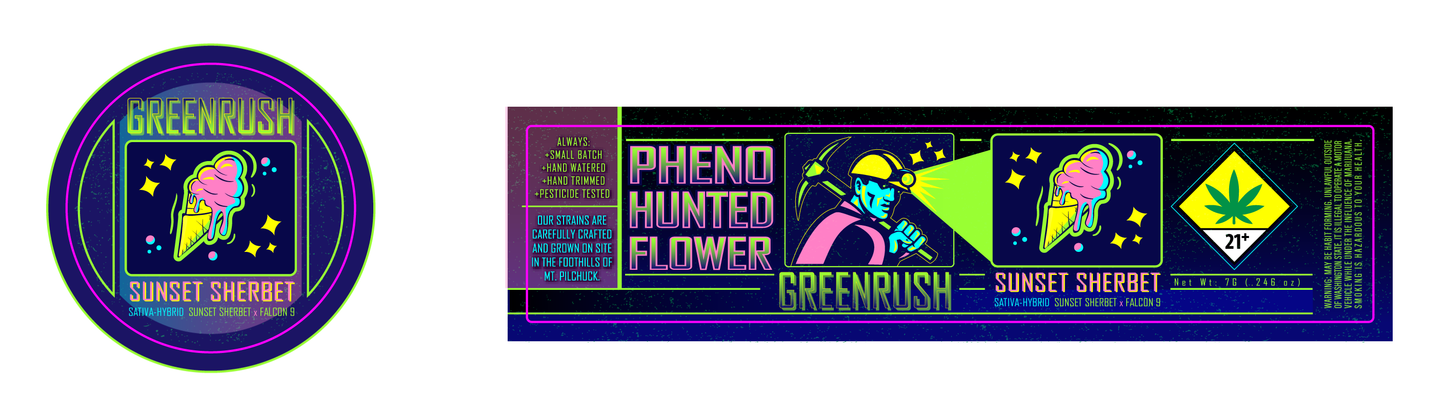 Green Rush Jar & Lid Label 7G