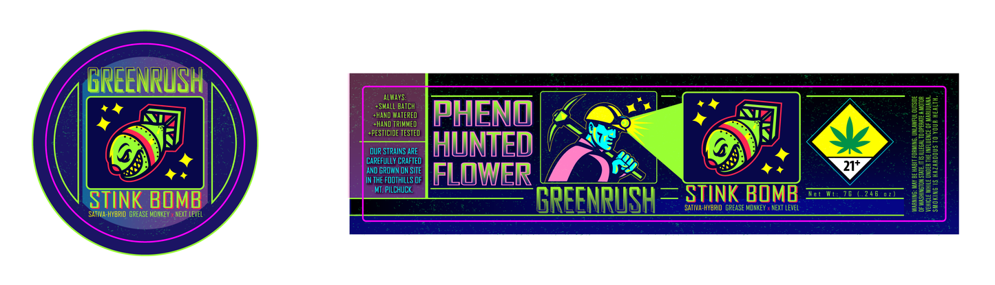 Green Rush Jar & Lid Label 7G