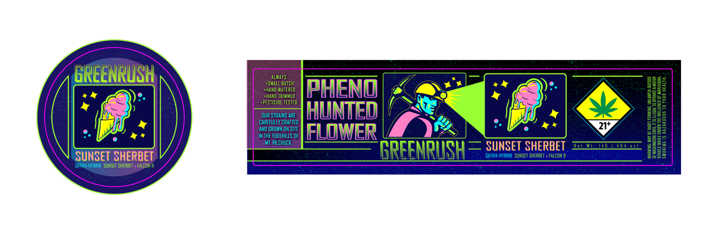 Green Rush Jar & Lid Label 14G