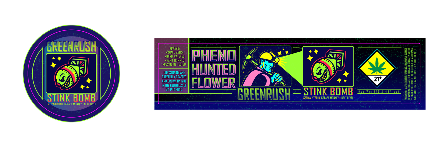 Green Rush Jar & Lid Label 14G