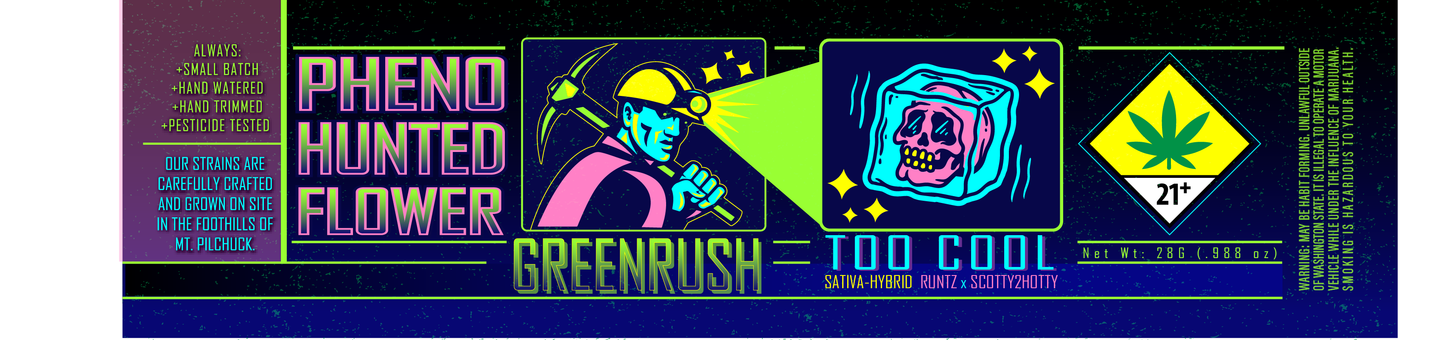 Green Rush Jar Label 28G