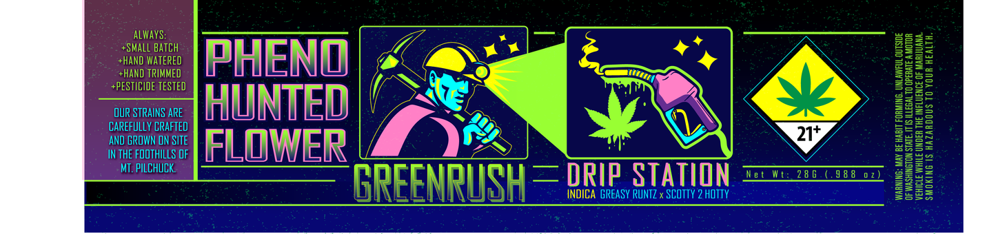Green Rush Jar Label 28G