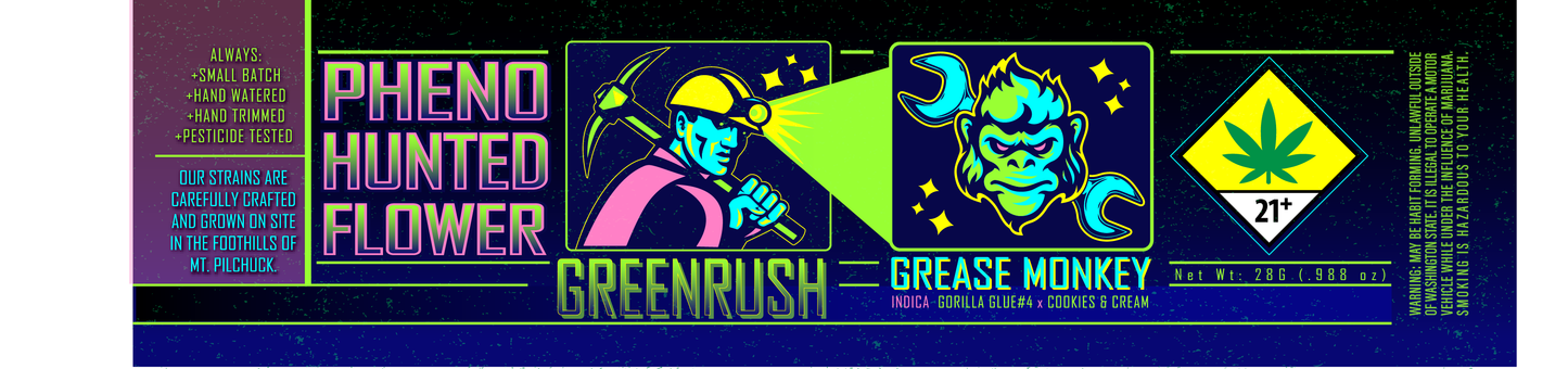 Green Rush Jar Label 28G