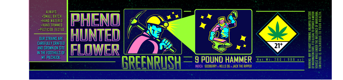 Green Rush Jar Label 28G