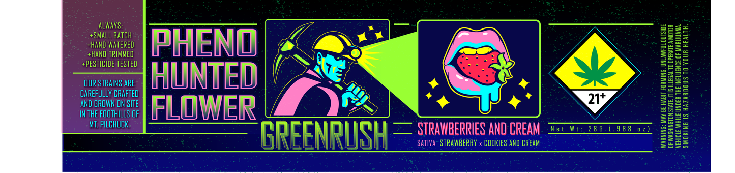 Green Rush Jar Label 28G