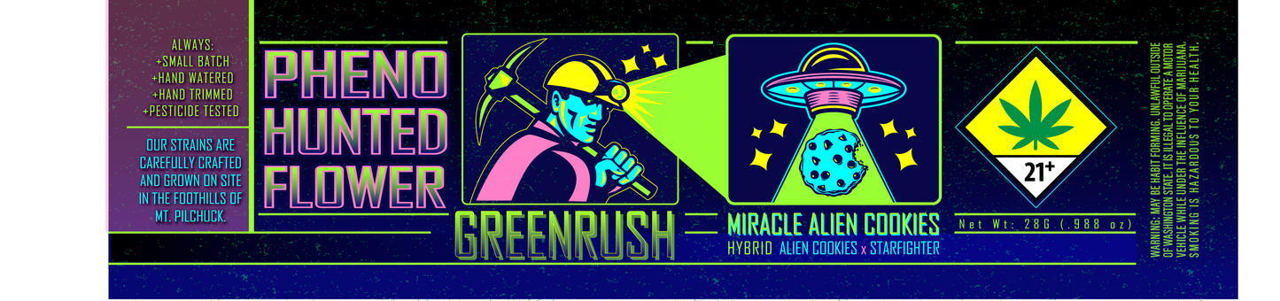 Green Rush Jar Label 28G