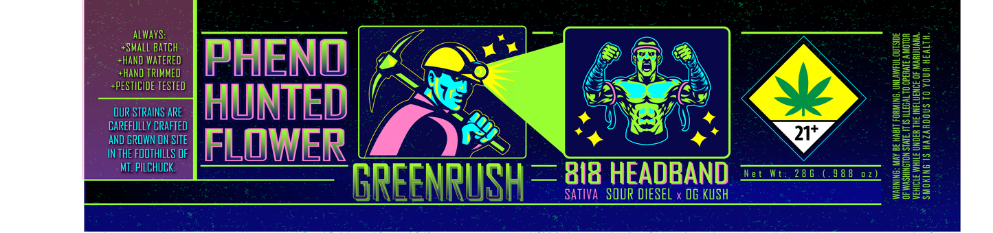 Green Rush Jar Label 28G