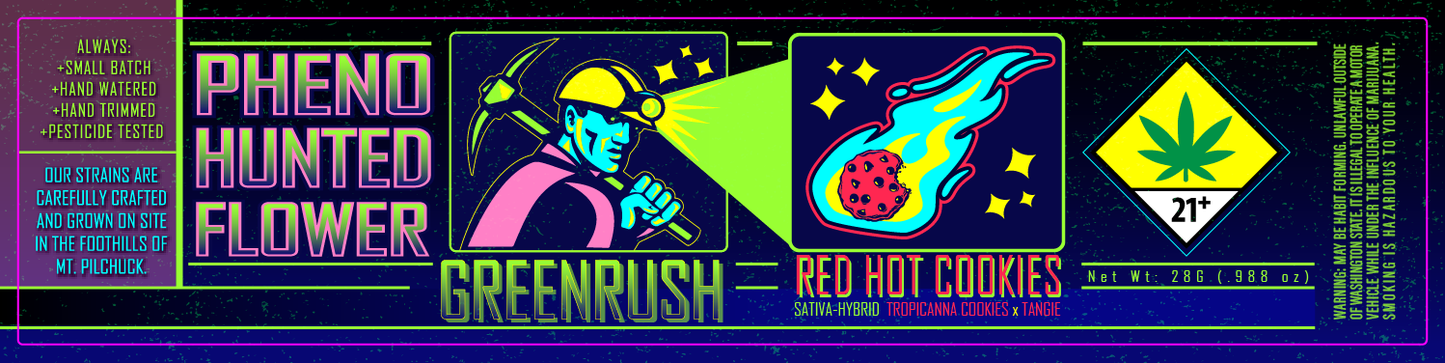 Green Rush Jar Label 28G