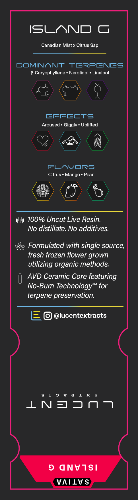 Lucent Live Resin 100% Uncut Vape Label