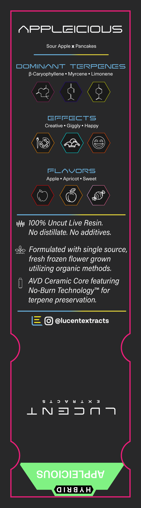 Lucent Live Resin 100% Uncut Vape Label