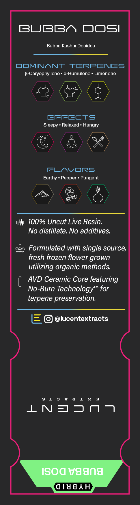 Lucent Live Resin 100% Uncut Vape Label