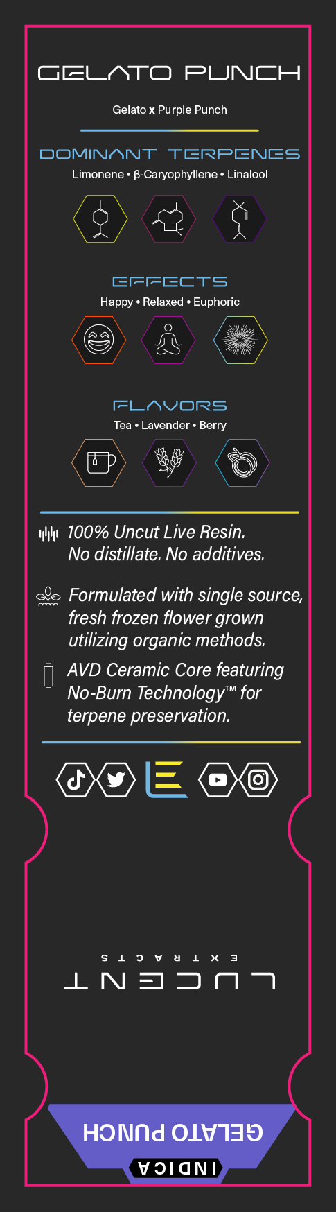 Lucent Live Resin 100% Uncut Vape Label