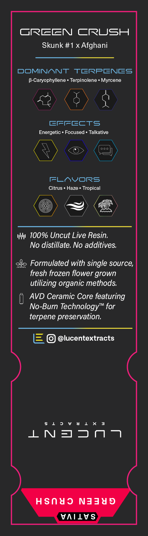 Lucent Live Resin 100% Uncut Vape Label
