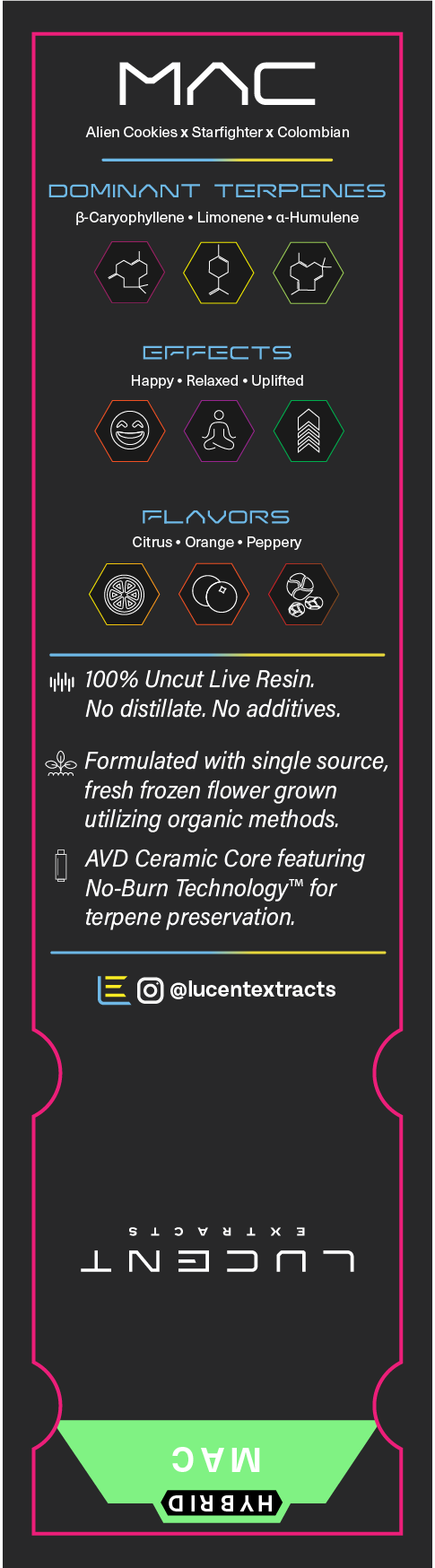 Lucent Live Resin 100% Uncut Vape Label