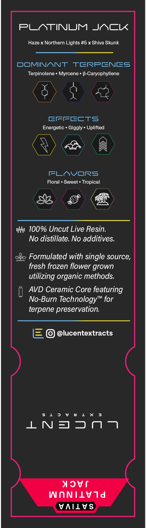 Lucent Live Resin 100% Uncut Vape Label
