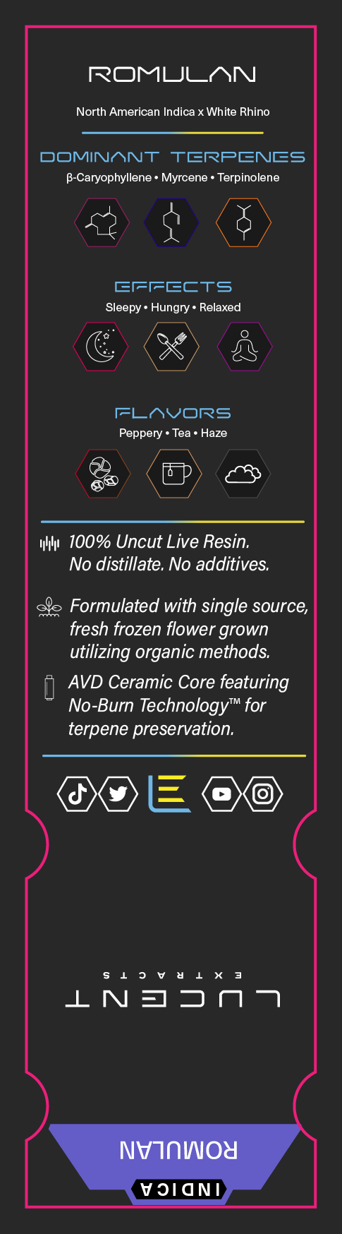 Lucent Live Resin 100% Uncut Vape Label