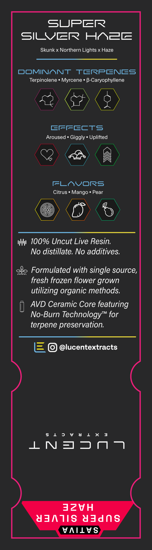 Lucent Live Resin 100% Uncut Vape Label