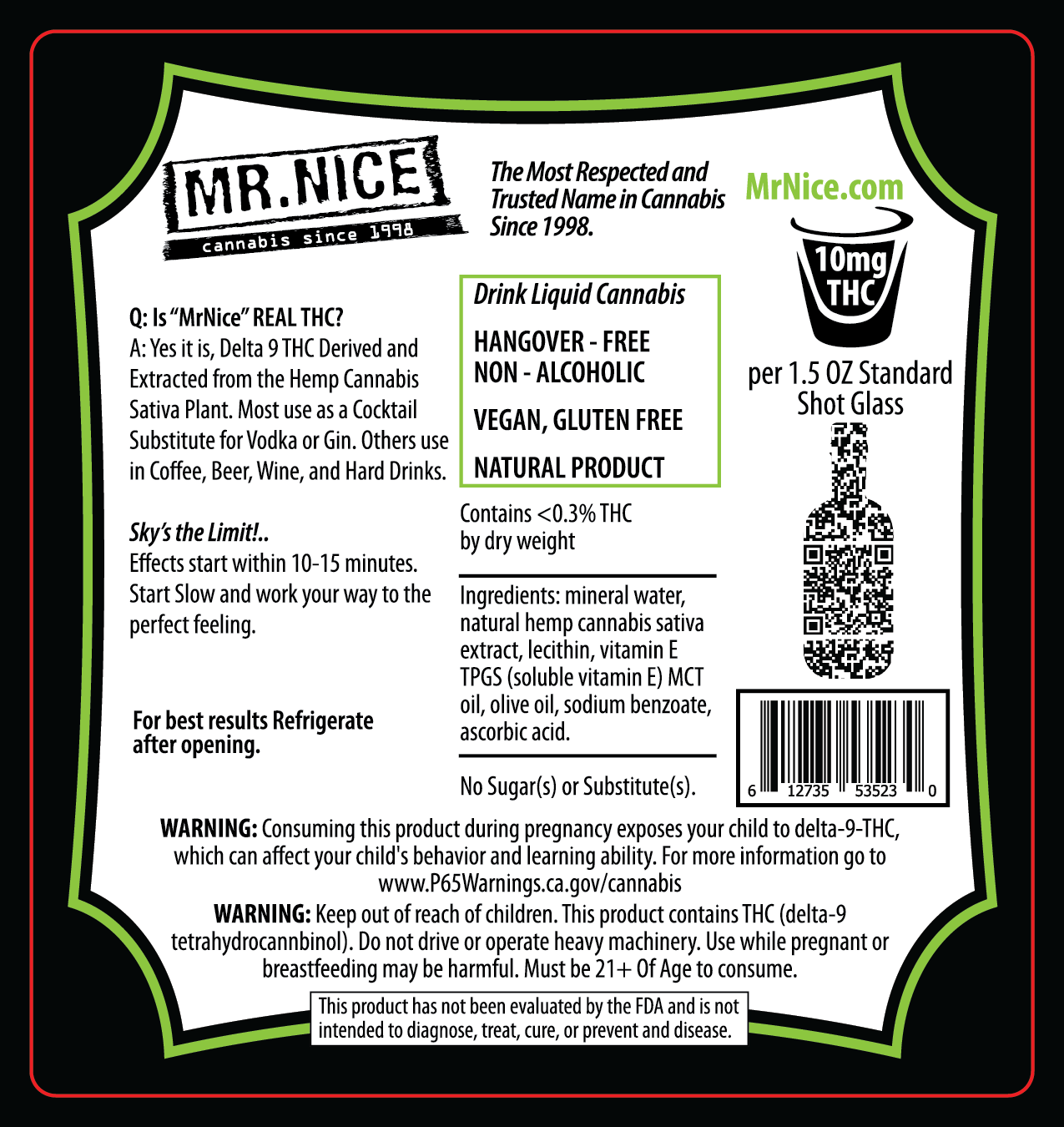 Mr. Nice Alcohol Free Spirits Labels