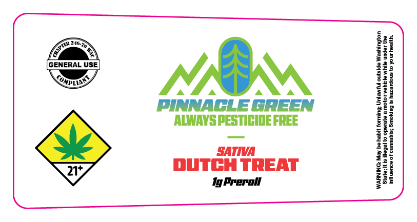 Pinnacle Green Preroll Labels 1g