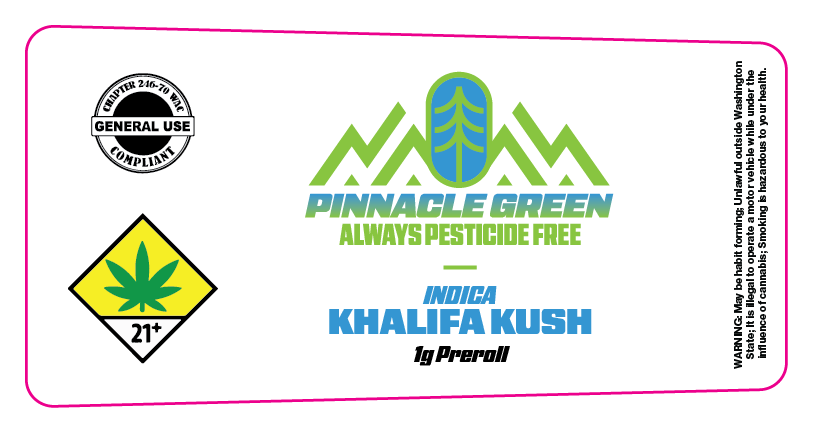 Pinnacle Green Preroll Labels 1g