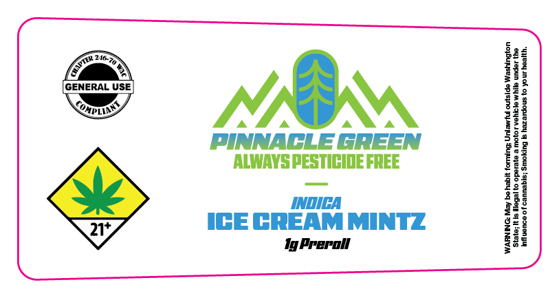 Pinnacle Green Preroll Labels 1g