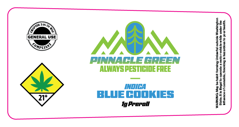 Pinnacle Green Preroll Labels 1g