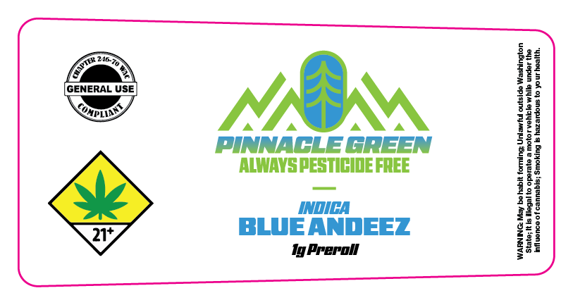 Pinnacle Green Preroll Labels 1g