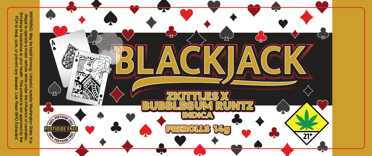 Black Jack Prerolls Label 14G