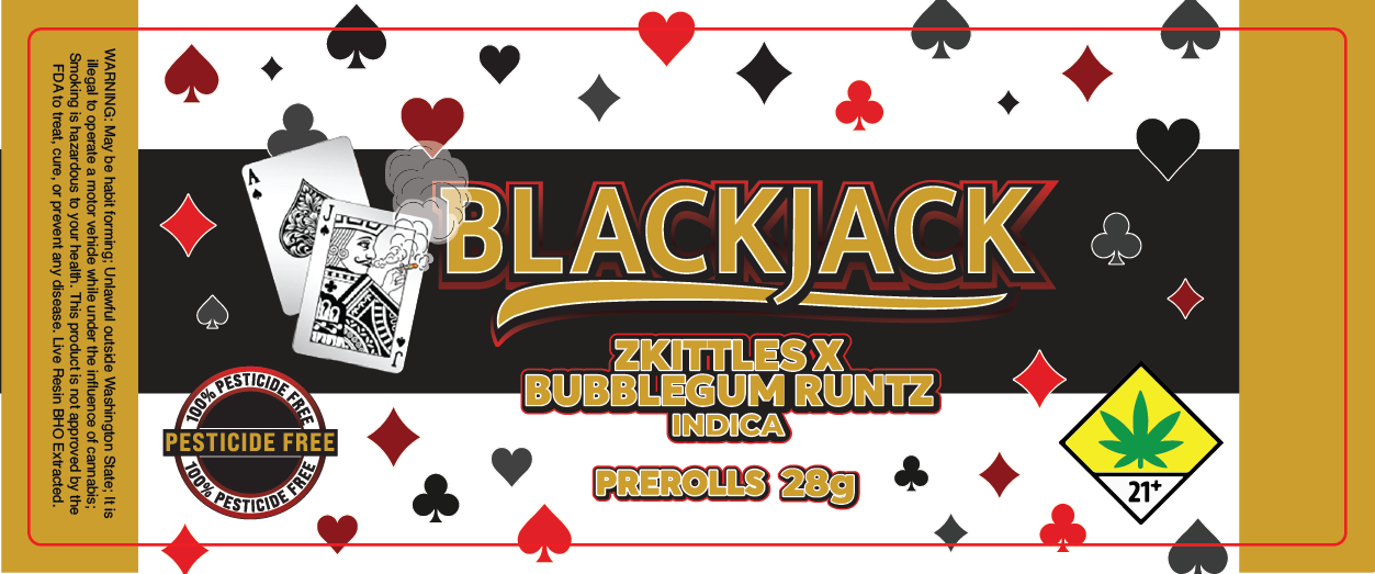 Black Jack Prerolls Label 28G
