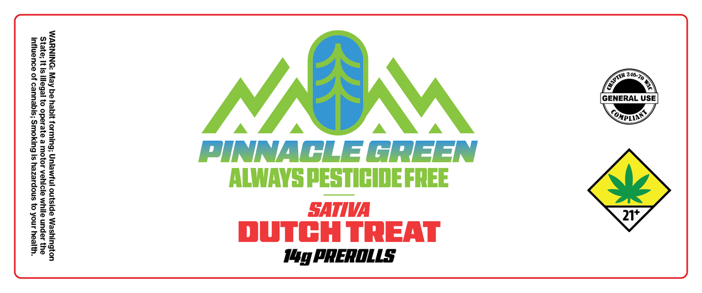 Pinnacle Green Prerolls Label 14g