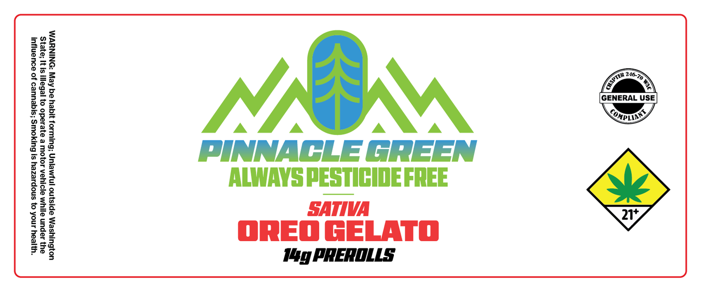Pinnacle Green Prerolls Label 14g