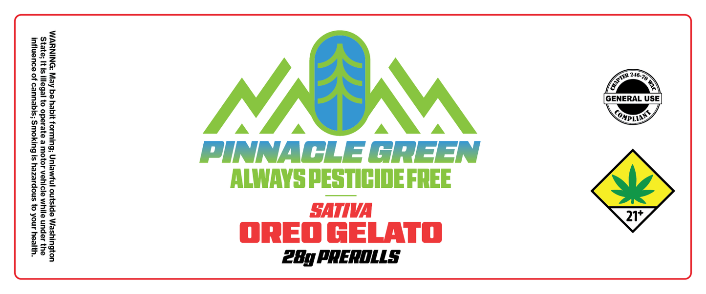 Pinnacle Green Prerolls Label 28g
