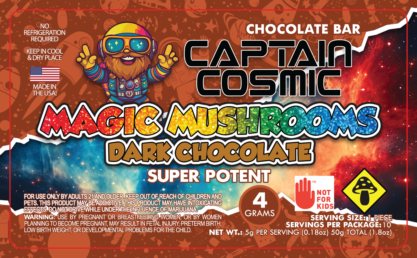 Captain Cosmic Magic Mushroom Labels