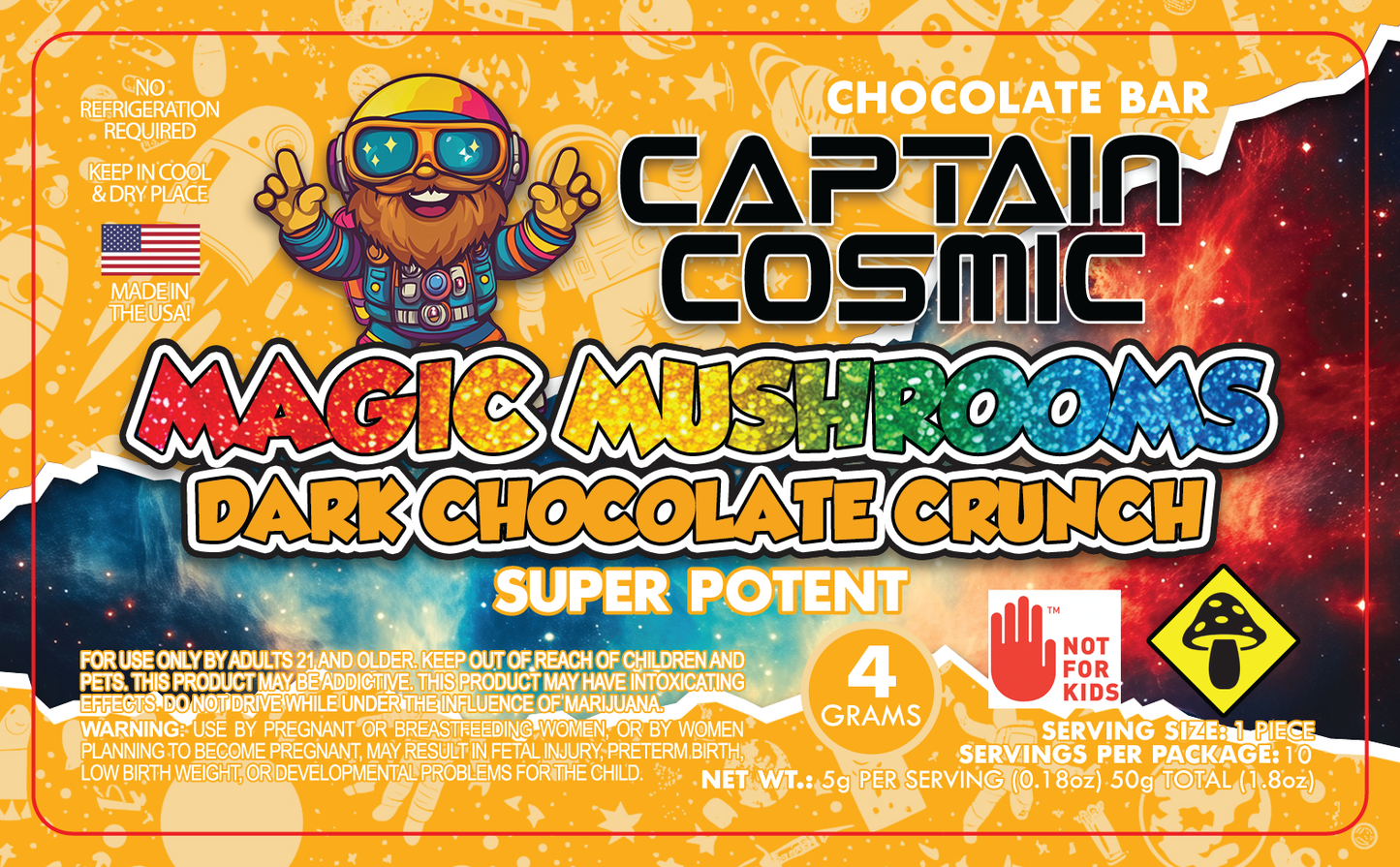 Captain Cosmic Magic Mushroom Labels